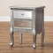 Baxton Studio Leonie Silver Finished Wood and Mirrored Glass 2-Drawer Nightstand 162-10266 - alternate 7
